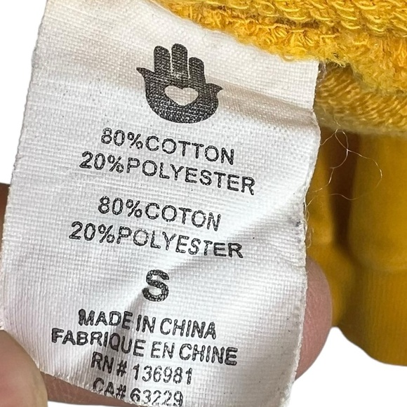 SPIRITIAL GANGSTER Yellow Hooded Cropped Lightweight Hoodie "ALOHA" Size Small - Picture 2 of 9